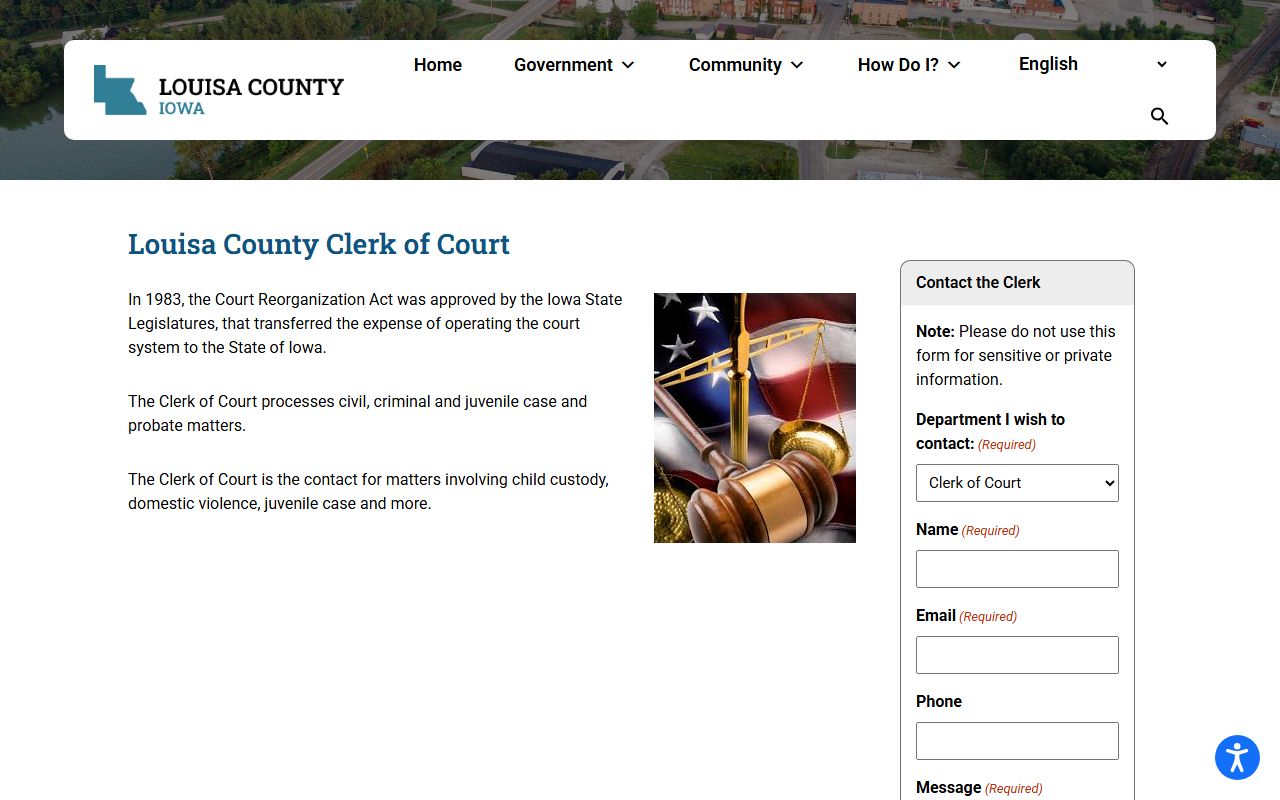 Louisa County Clerk of Court criminal records contact information