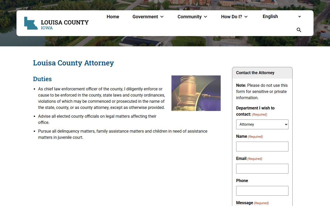 Louisa County Attorney prosecutor contact for court records after arrest