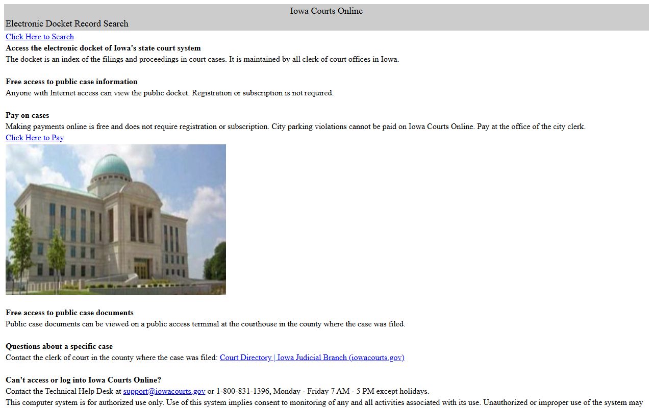 Iowa Courts Online search for Louisa County court records after arrest